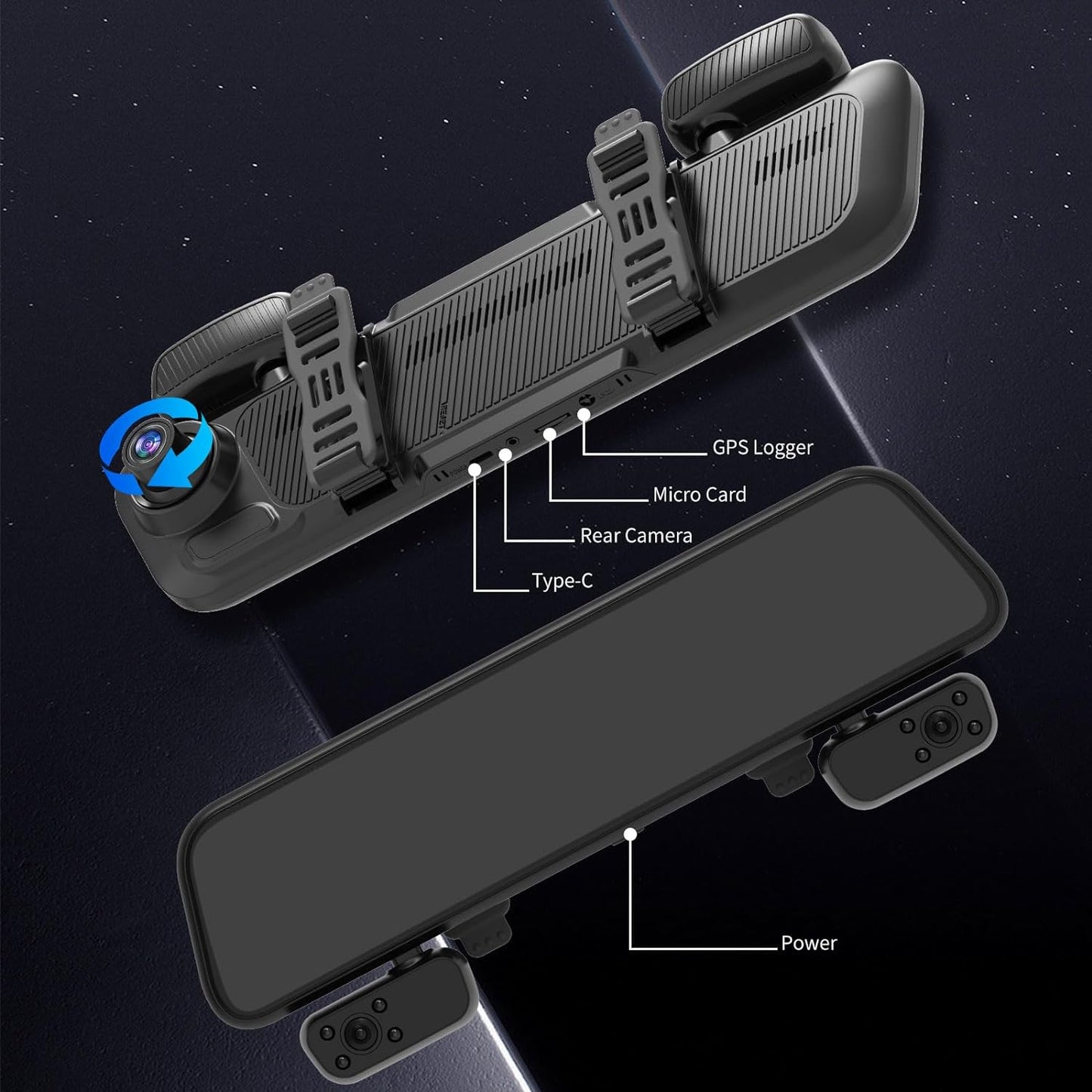 J20-4CH-128GB Mirror Dash CAM With Microwave Radar