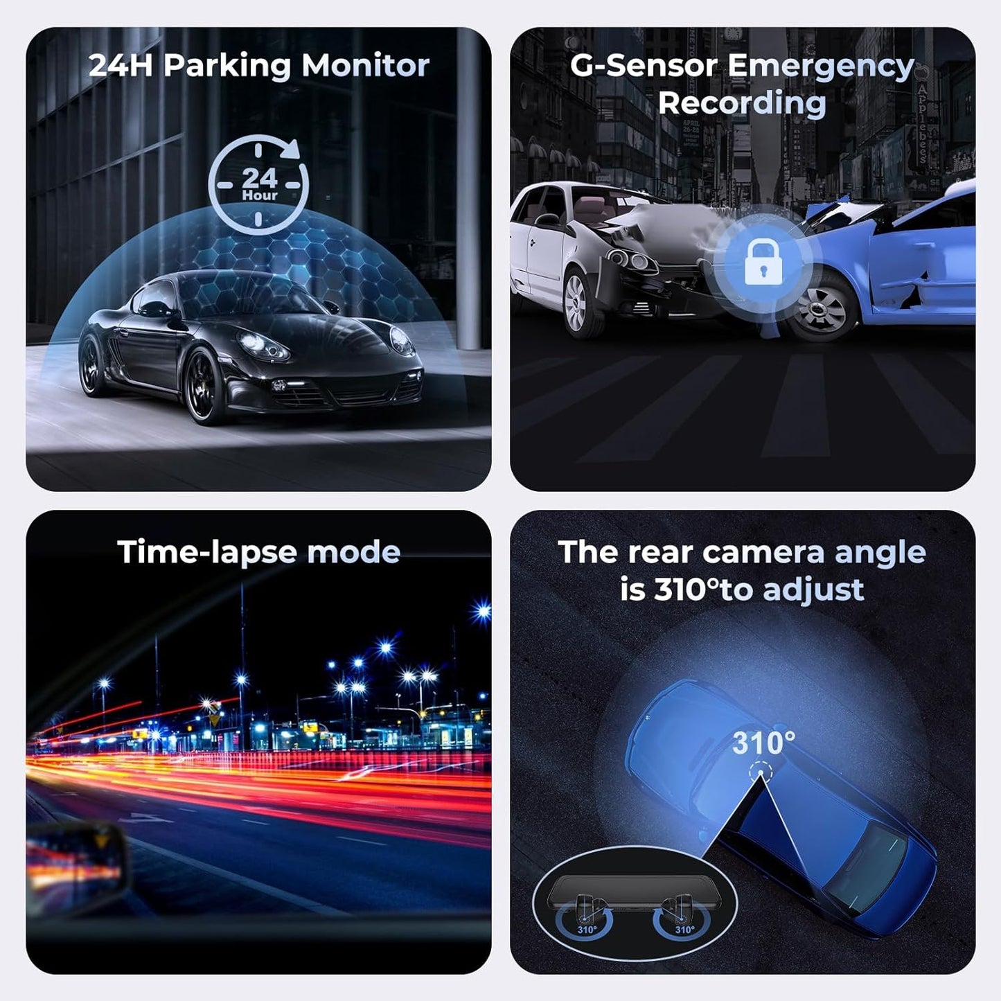 J20-4CH-128GB Mirror Dash CAM With Microwave Radar