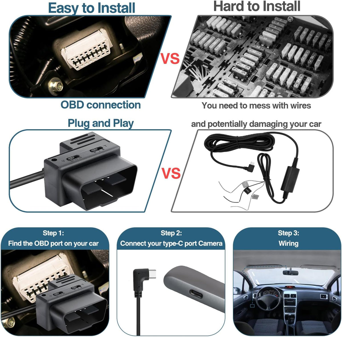 Usb Dashmaster Mini-USB Dash Cam Hardwire Kit – PRUVEEO